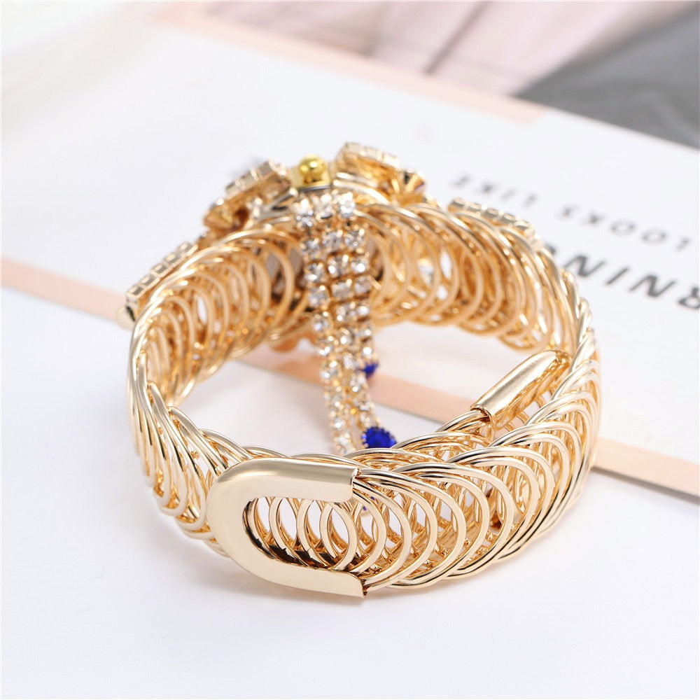 Women's Full Diamond Tassel Quartz Bracelet Watch