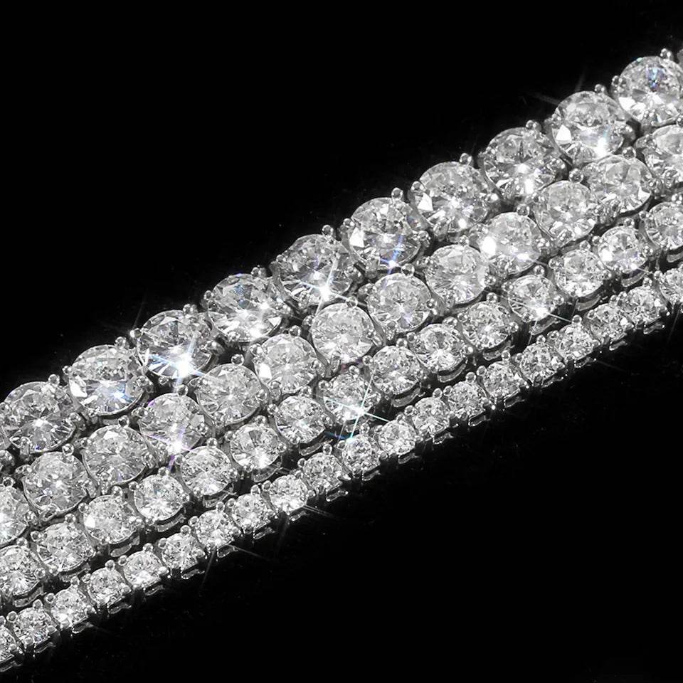 VVS1 Moissanite Tennis Chain & Bracelet – S925 Silver & 14K Gold Plated