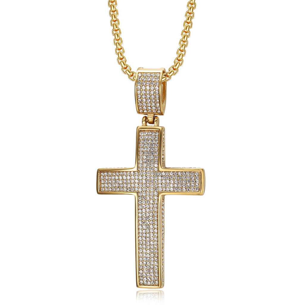 Euro-American Cross-Border Street Pendant Necklace — Bold Unisex Statement Jewelry, Gold & Steel, Pendant or Chain