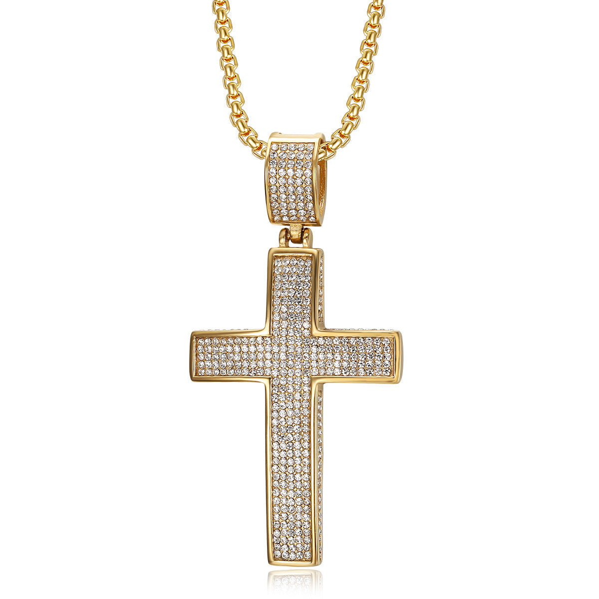 Euro-American Cross-Border Street Pendant Necklace — Bold Unisex Statement Jewelry, Gold & Steel, Pendant or Chain