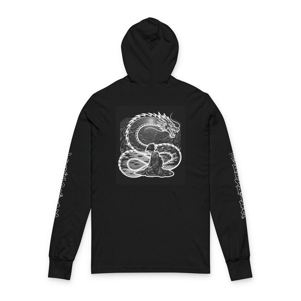 Dragon & Geisha Hooded Long Sleeve Tee — Monochrome Serpent Back Print