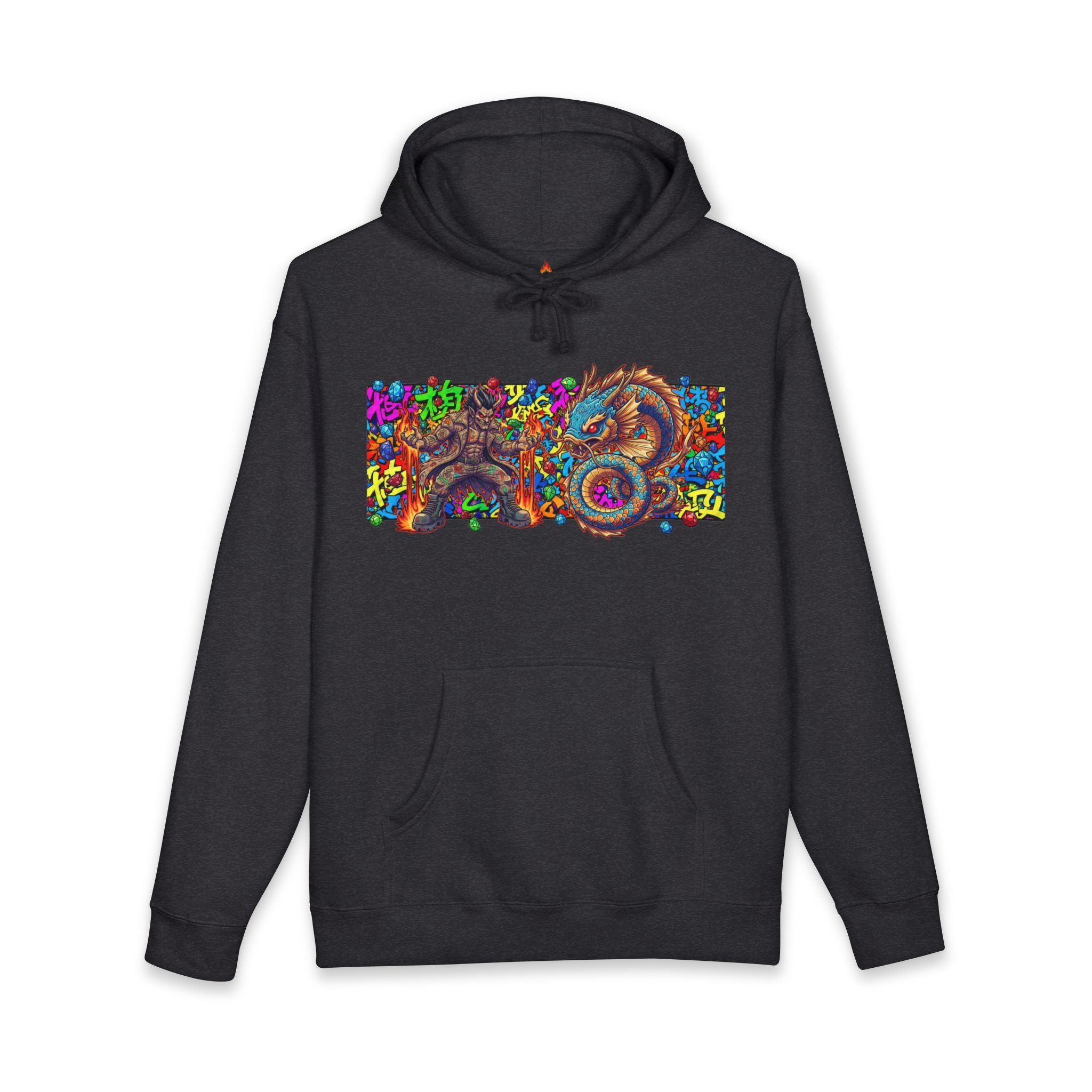 Psychedelic Dragon Hoodie — Vibrant Trippy Asian Dragon Graphic Hooded Sweatshirt