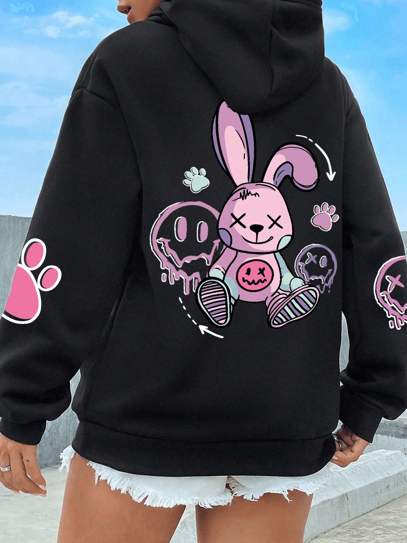 Women's Oversized Hip-Hop Graphic Fleece Hoodie