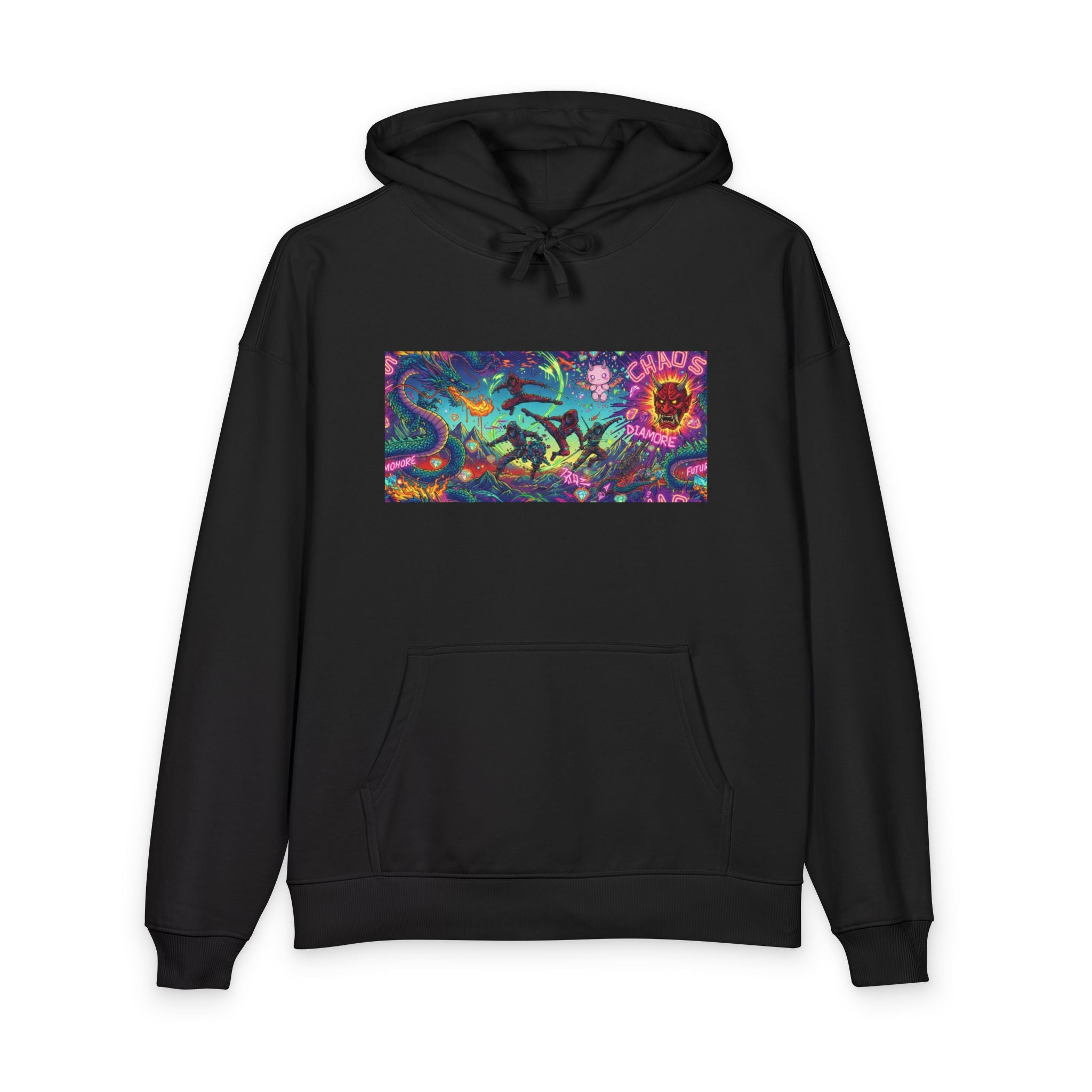 Psychedelic Eagle Hoodie — Colorful Vintage Owl/Skull Graphic Pullover