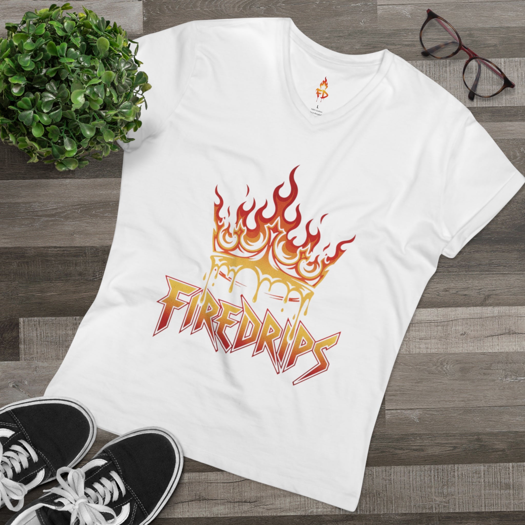 FireDrips Flame Crown V-Neck Tee