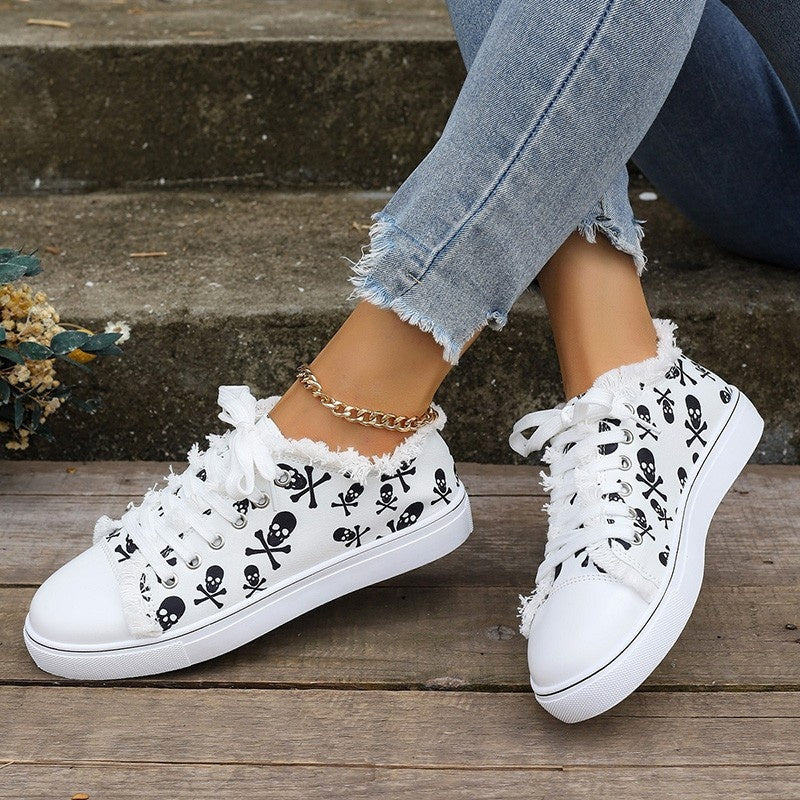 Women's Graffiti Print Hip-Hop Low-Top Sneakers