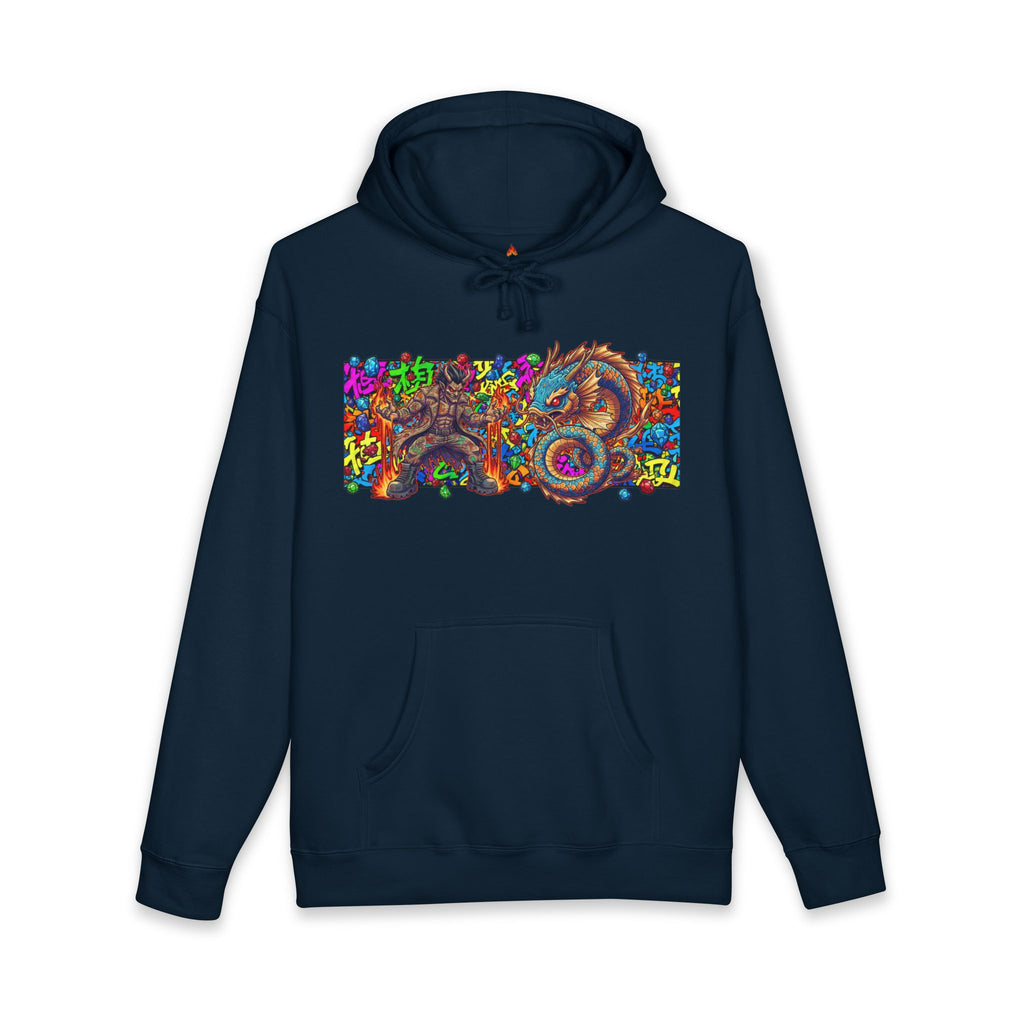 Psychedelic Dragon Hoodie — Vibrant Trippy Asian Dragon Graphic Hooded Sweatshirt