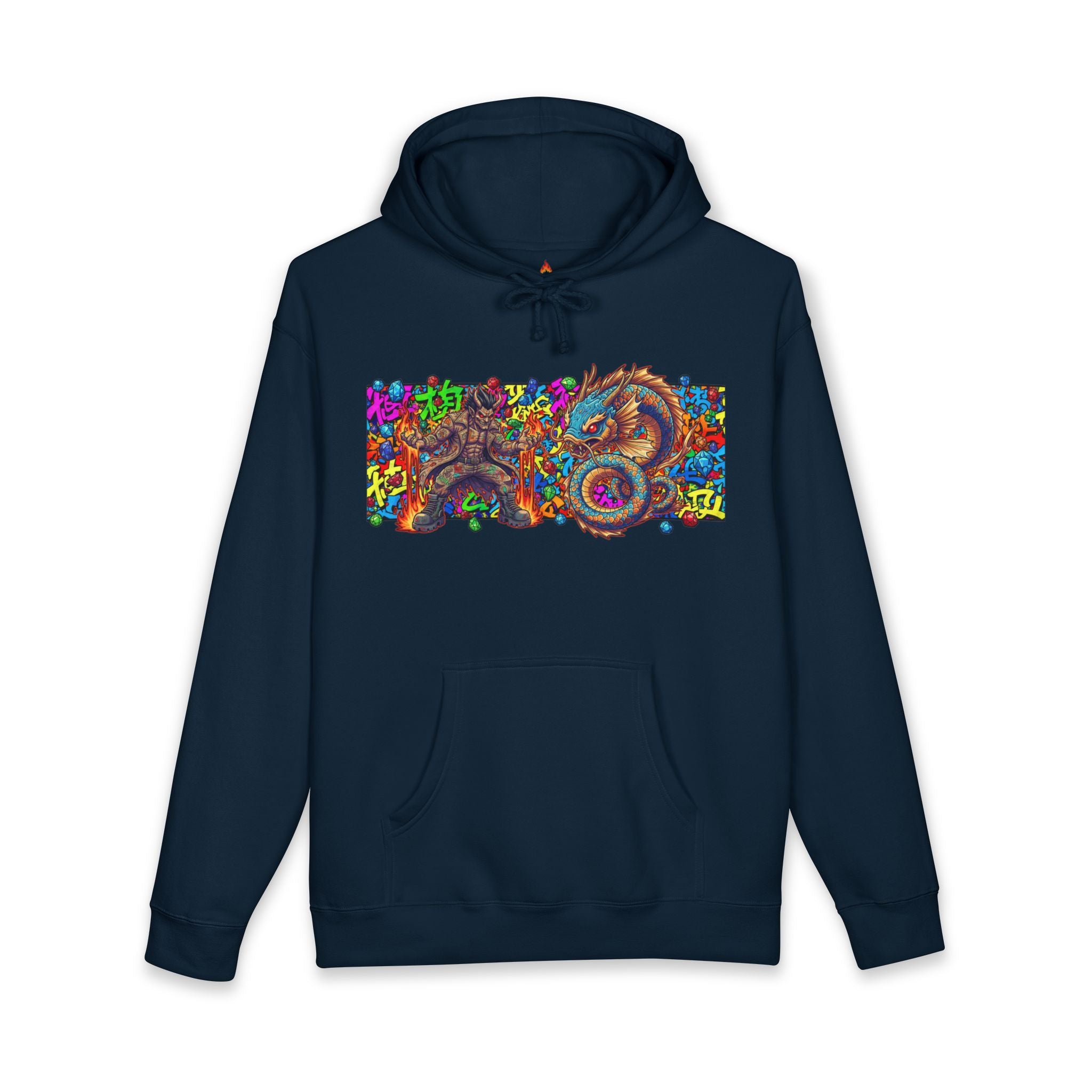 Psychedelic Dragon Hoodie — Vibrant Trippy Asian Dragon Graphic Hooded Sweatshirt