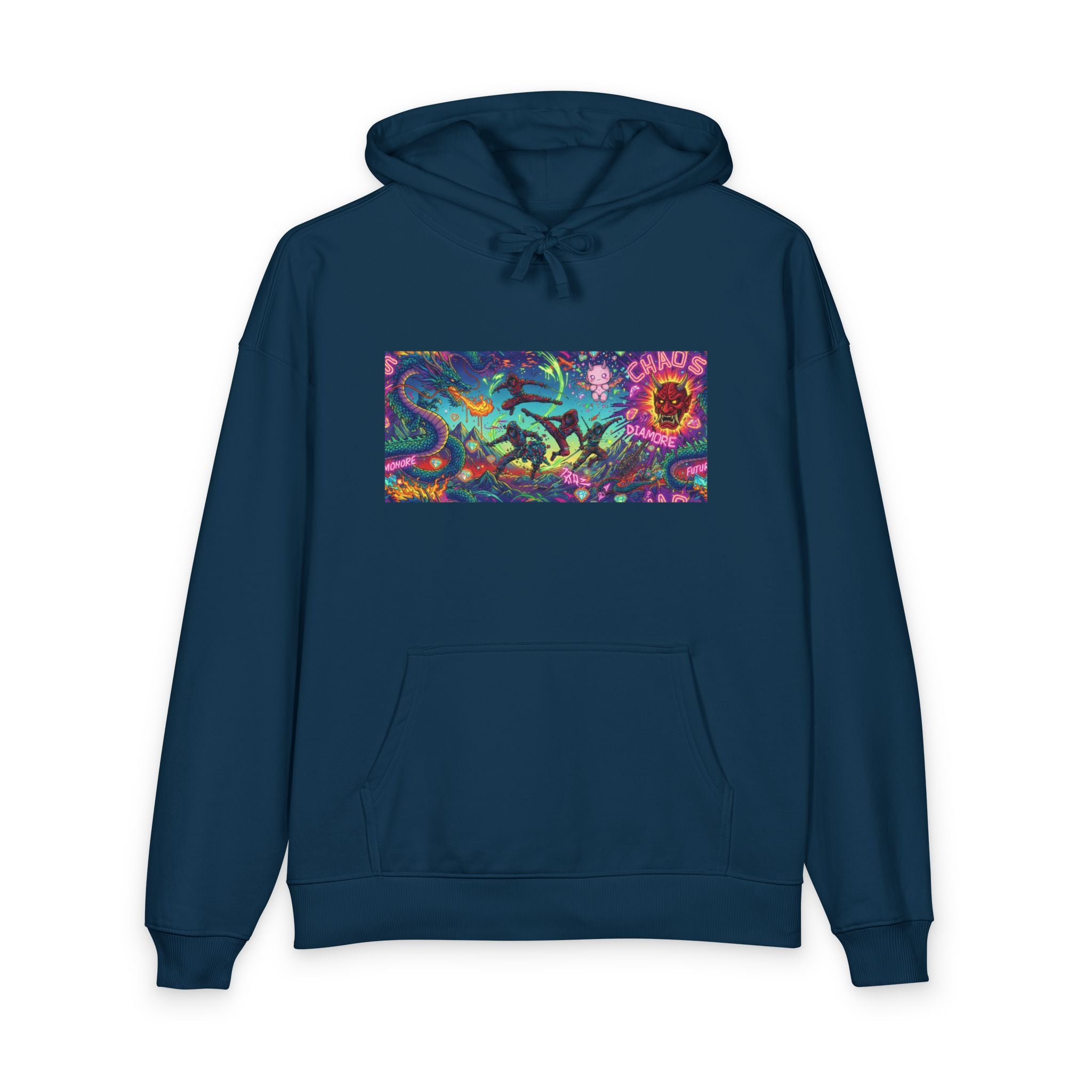 Psychedelic Eagle Hoodie — Colorful Vintage Owl/Skull Graphic Pullover