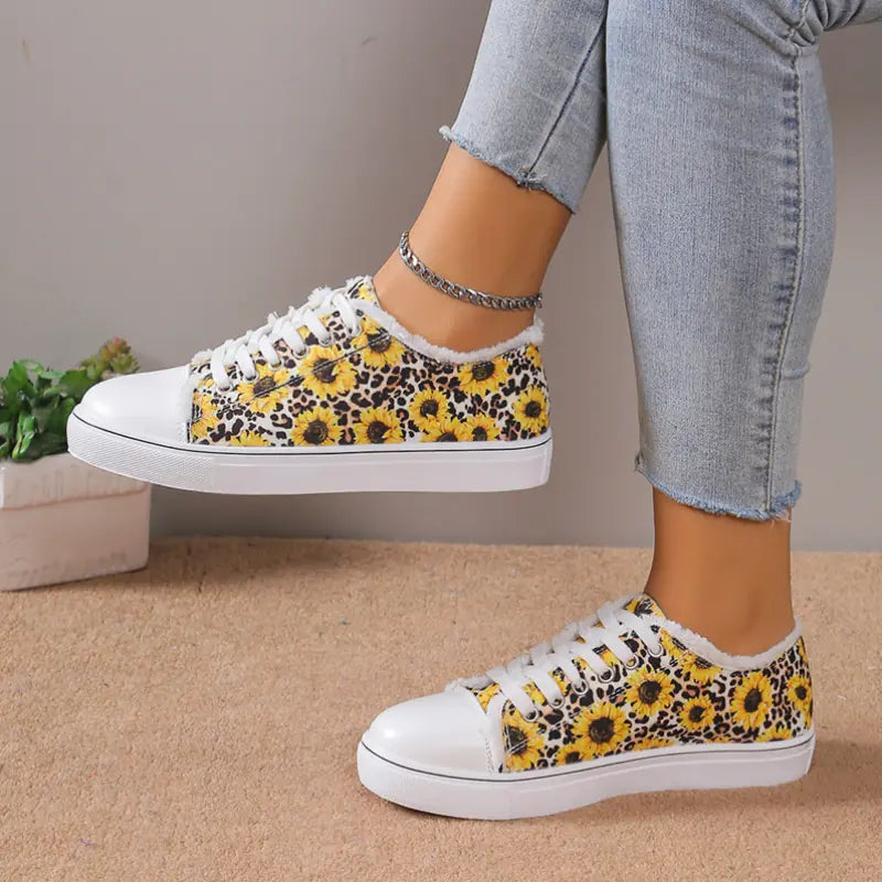 Women's Floral Canvas Sneakers — Lightweight Low-Top Casual Shoes, 6 Styles, Sizes 36–43