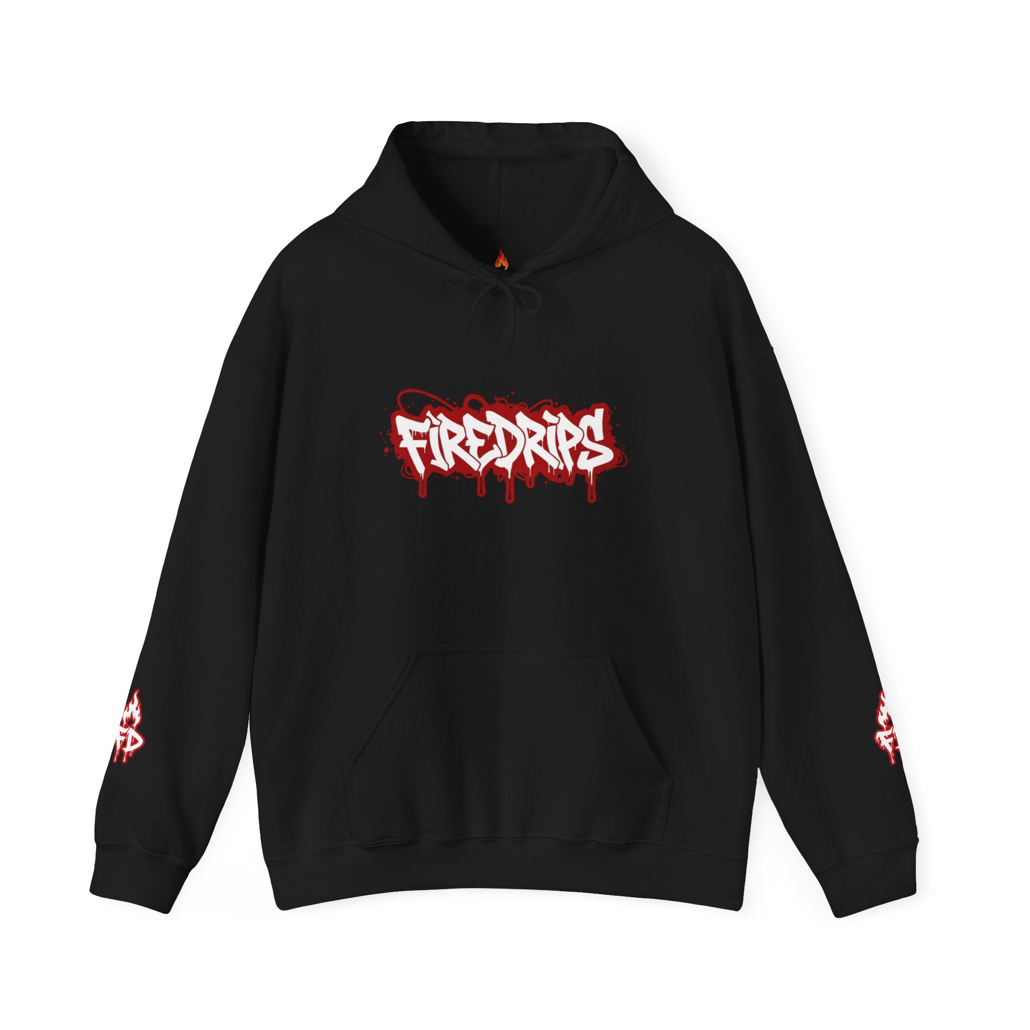 Hoodie - 'Fire Drips' Streetwear Hoodie with Dripping Graffiti & Back Graphic