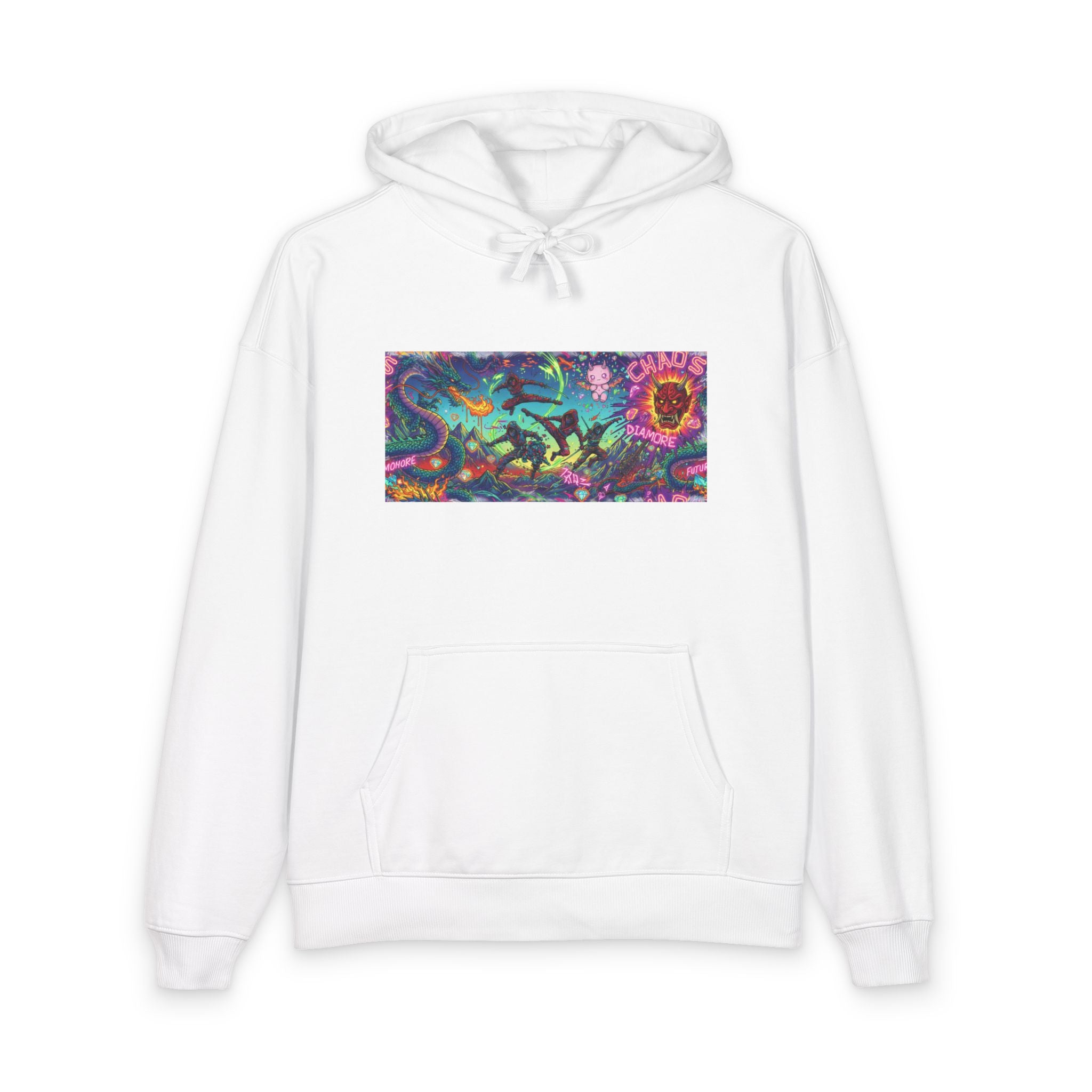 Psychedelic Eagle Hoodie — Colorful Vintage Owl/Skull Graphic Pullover