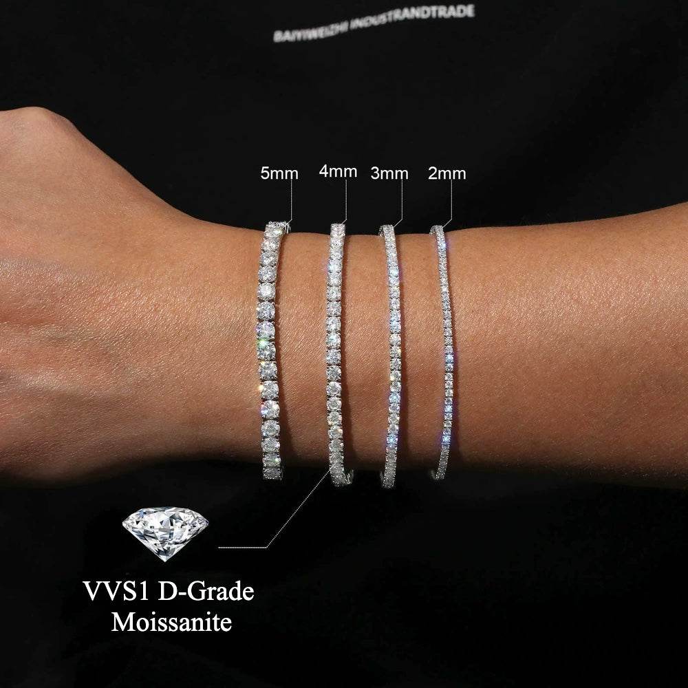 VVS1 Moissanite Tennis Chain & Bracelet – S925 Silver & 14K Gold Plated