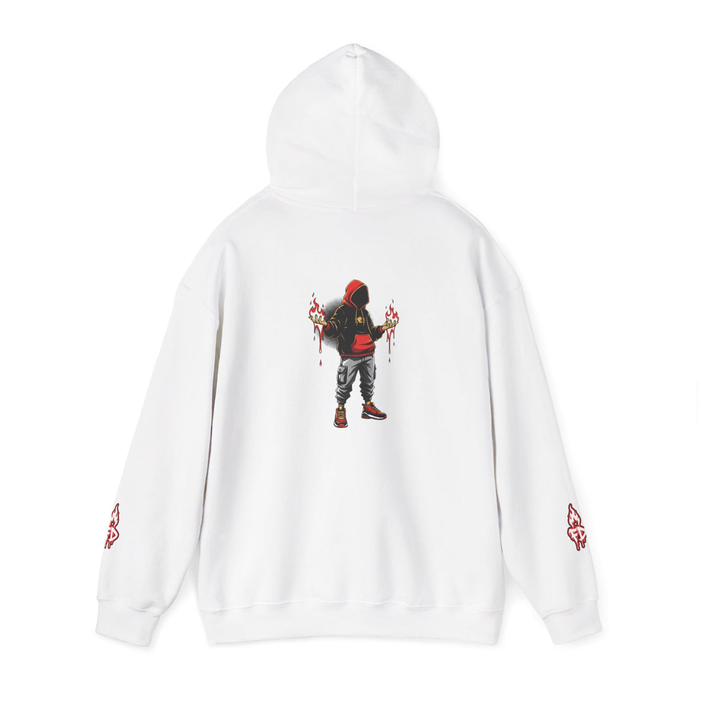 Hoodie - 'Fire Drips' Streetwear Hoodie with Dripping Graffiti & Back Graphic