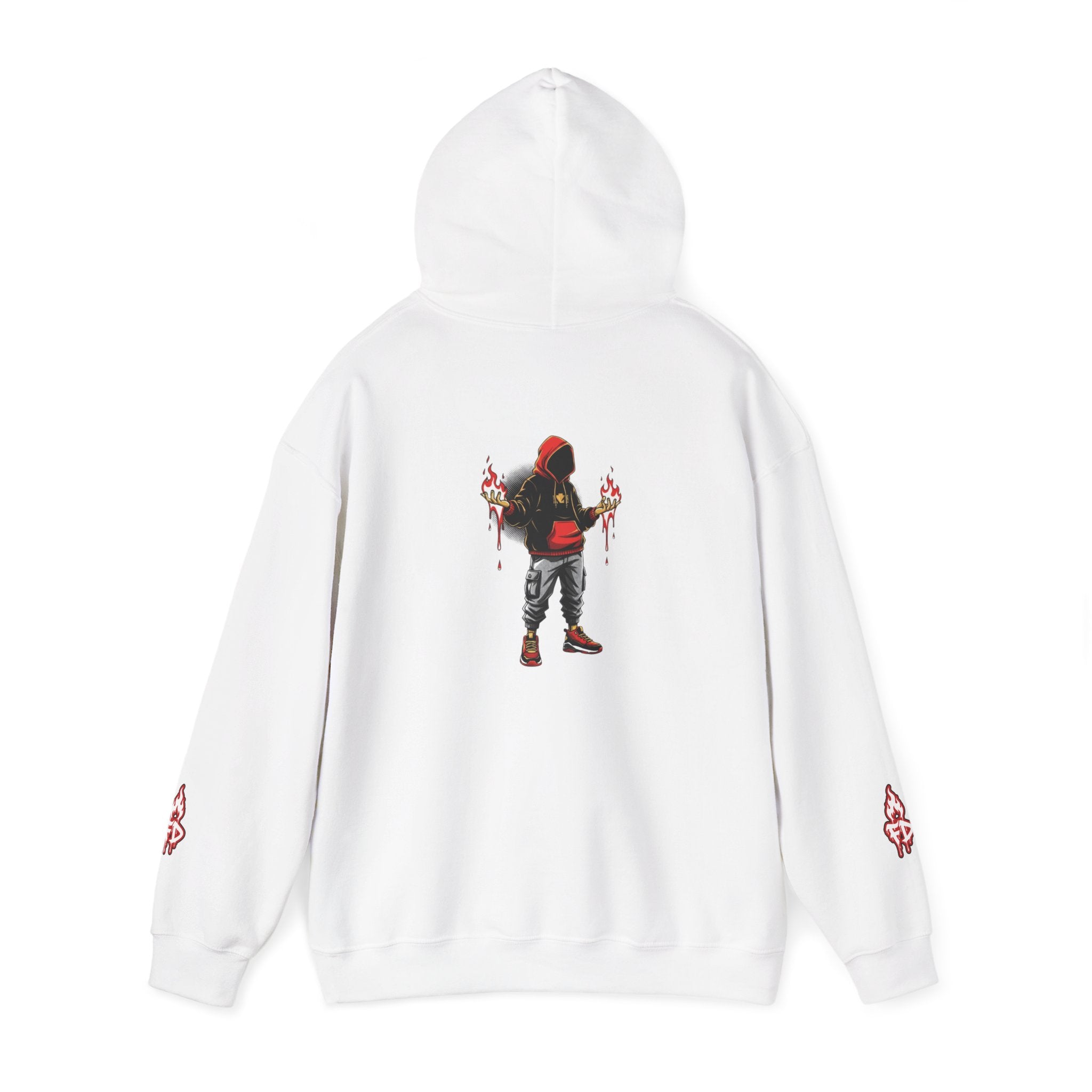 Hoodie - 'Fire Drips' Streetwear Hoodie with Dripping Graffiti & Back Graphic