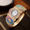 Oval Diamond Flower & Leaf Bangle Quartz Watch