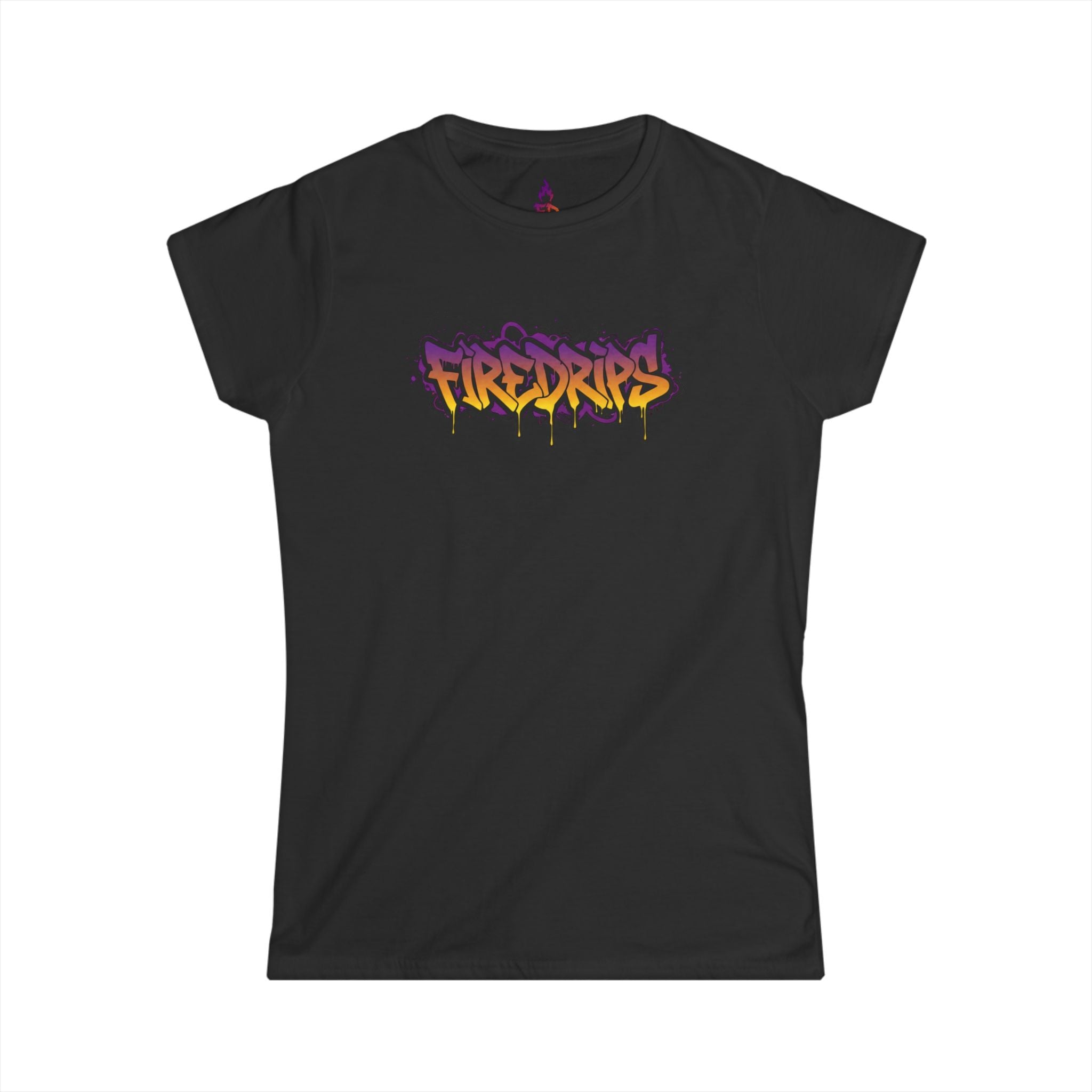 FireDrips Graffiti Logo & Flaming Cross Angel Wings Graphic Tee