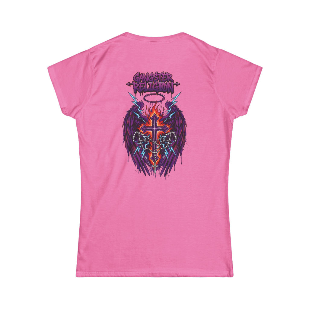 FireDrips Graffiti Logo & Flaming Cross Angel Wings Graphic Tee