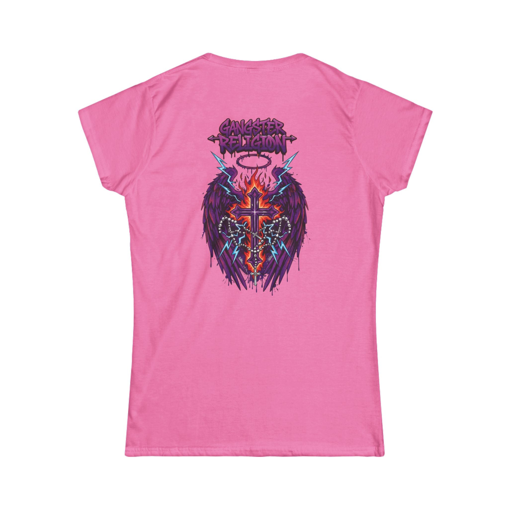 FireDrips Graffiti Logo & Flaming Cross Angel Wings Graphic Tee