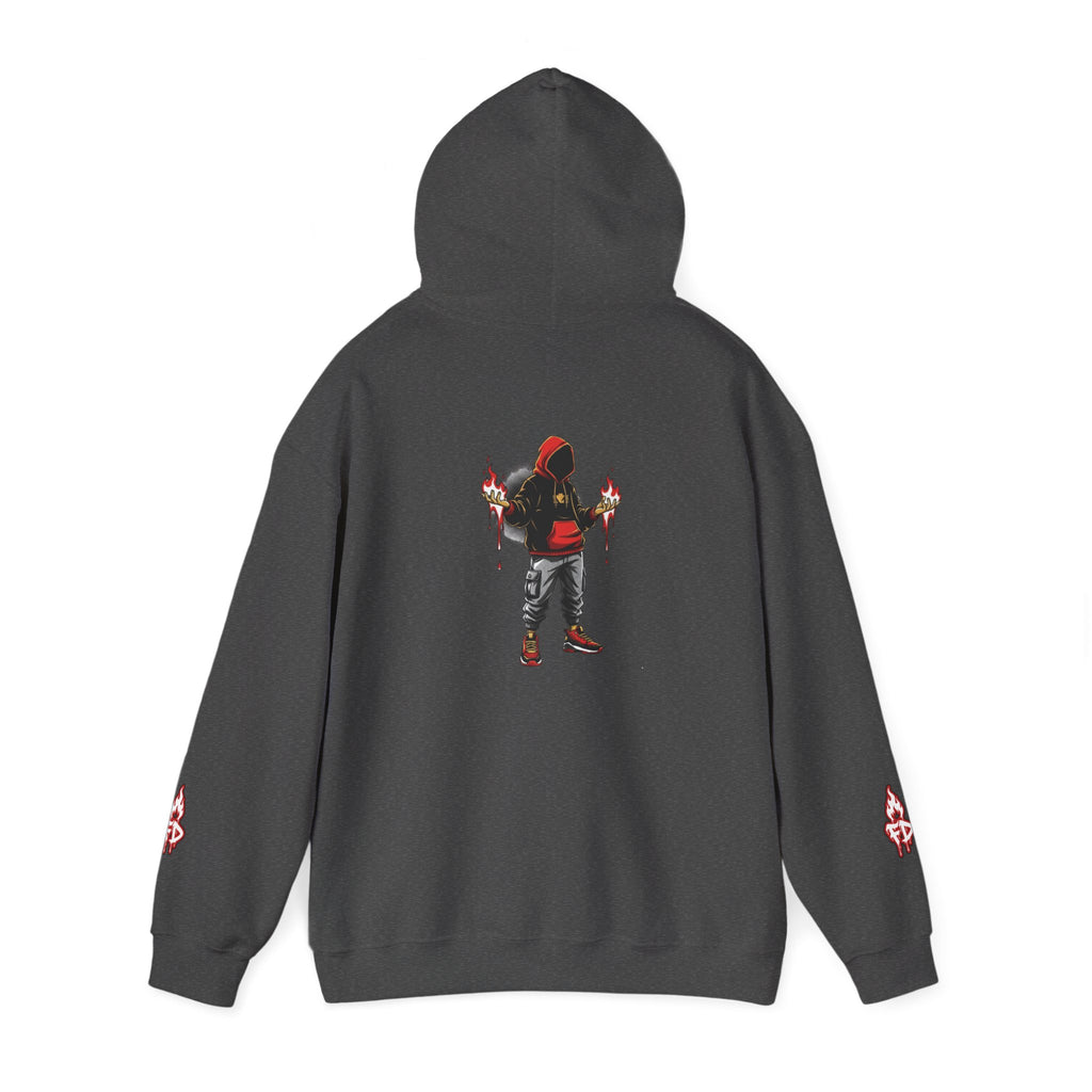 Hoodie - 'Fire Drips' Streetwear Hoodie with Dripping Graffiti & Back Graphic