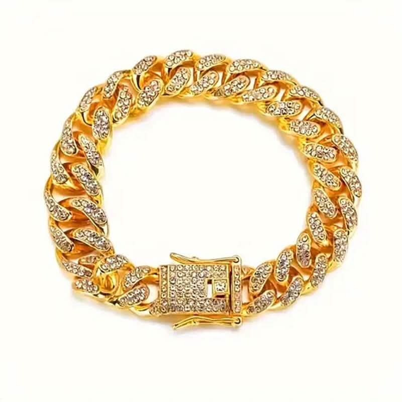 Men's 8" Rhinestone-Encrusted Cuban Link Bracelet