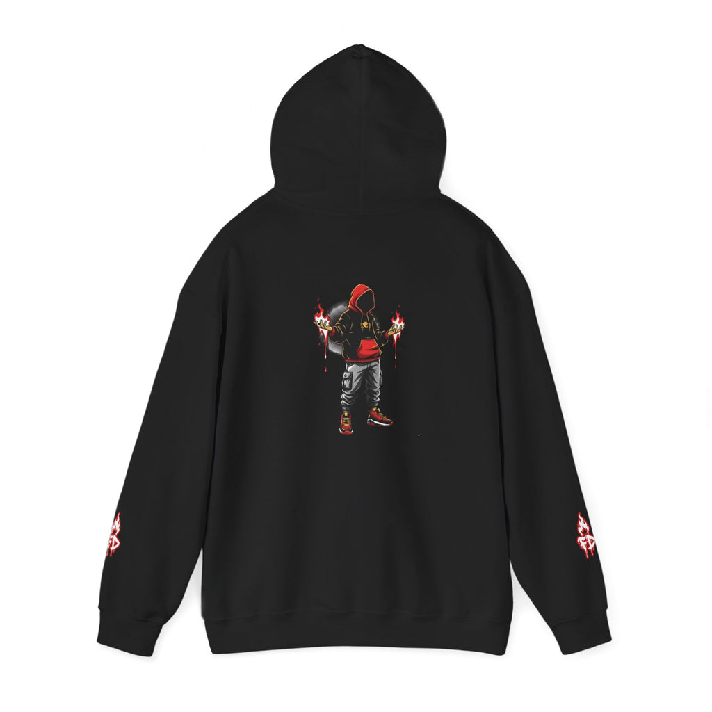 Hoodie - 'Fire Drips' Streetwear Hoodie with Dripping Graffiti & Back Graphic