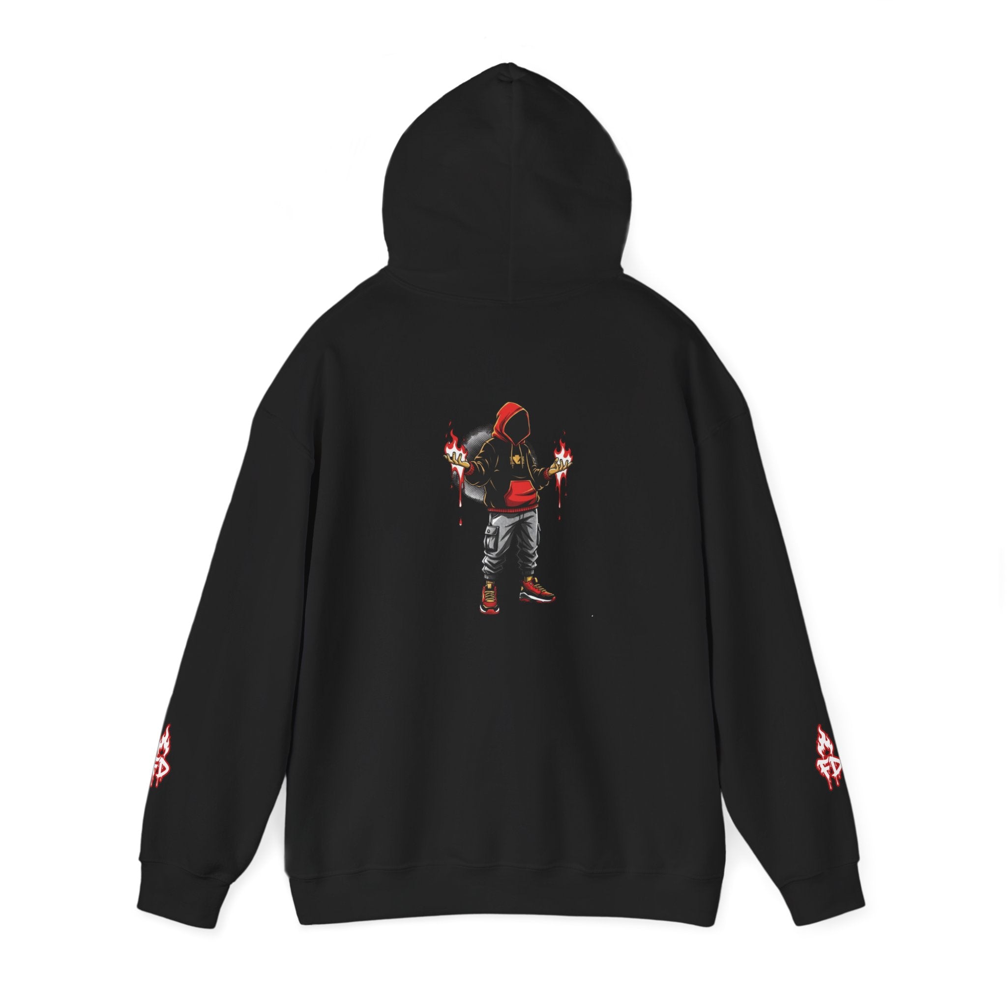 Hoodie - 'Fire Drips' Streetwear Hoodie with Dripping Graffiti & Back Graphic