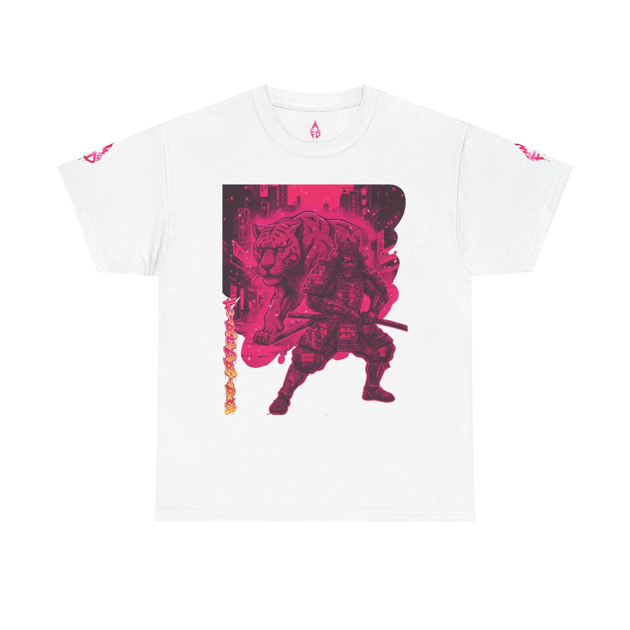 Samurai Tiger Neon Pink Graphic Tee — FireDrips Warrior Streetwear