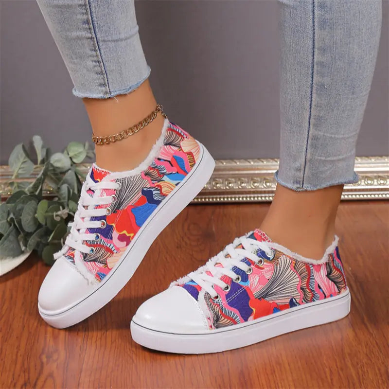 Women's Floral Canvas Sneakers — Lightweight Low-Top Casual Shoes, 6 Styles, Sizes 36–43