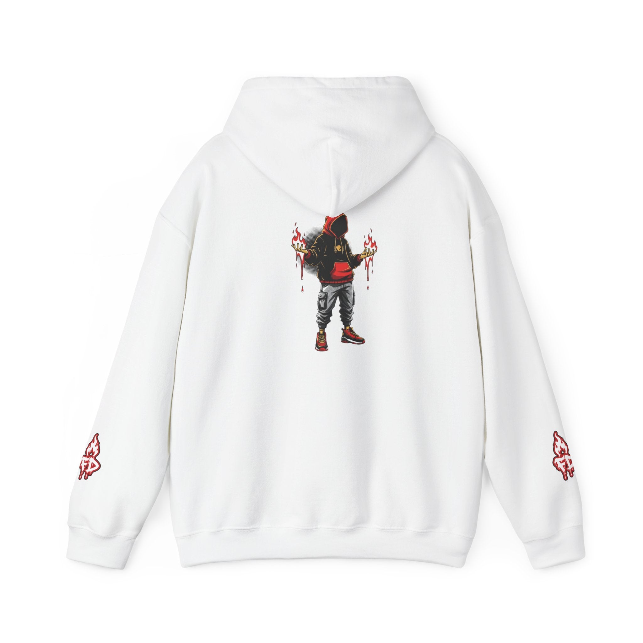 Hoodie - 'Fire Drips' Streetwear Hoodie with Dripping Graffiti & Back Graphic