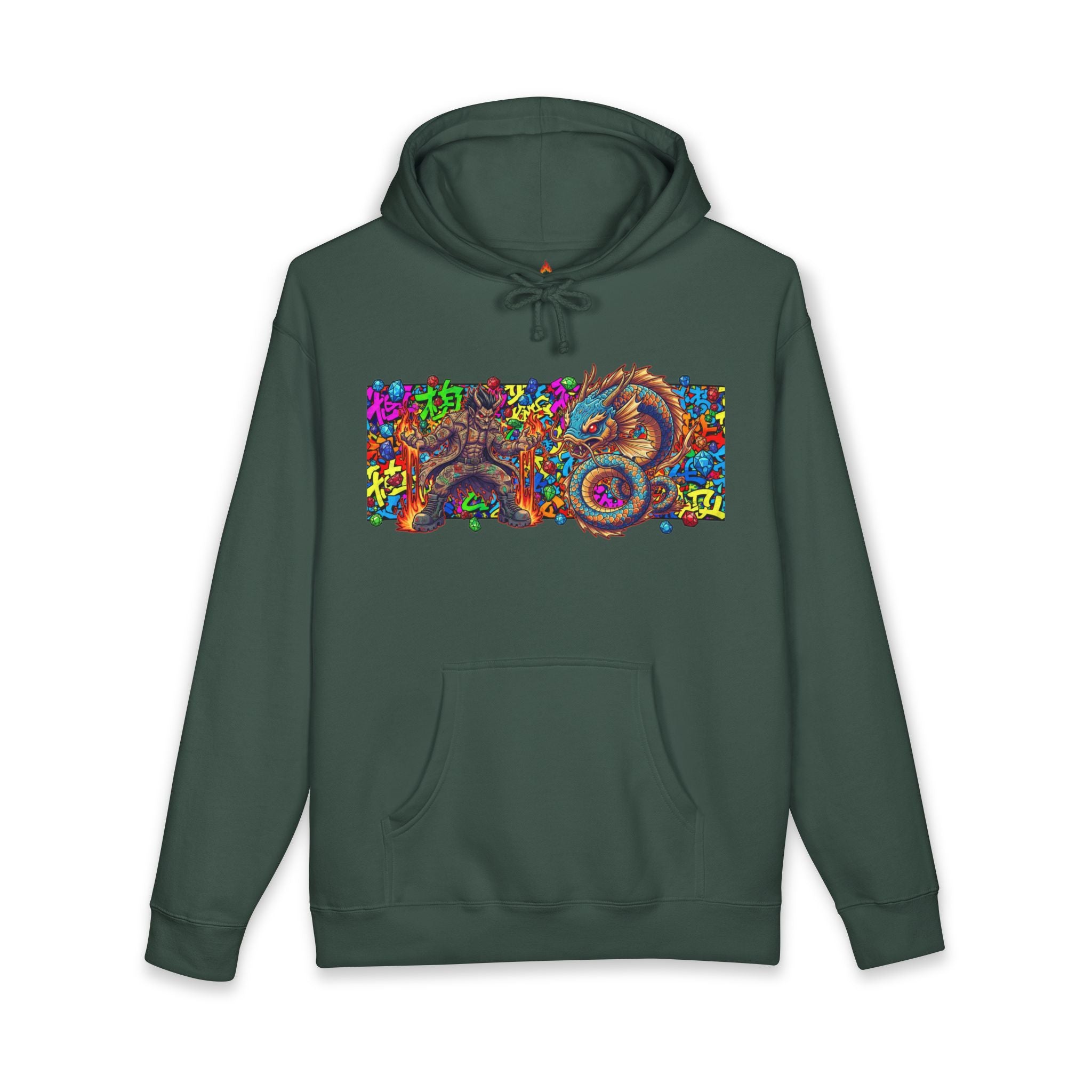 Psychedelic Dragon Hoodie — Vibrant Trippy Asian Dragon Graphic Hooded Sweatshirt