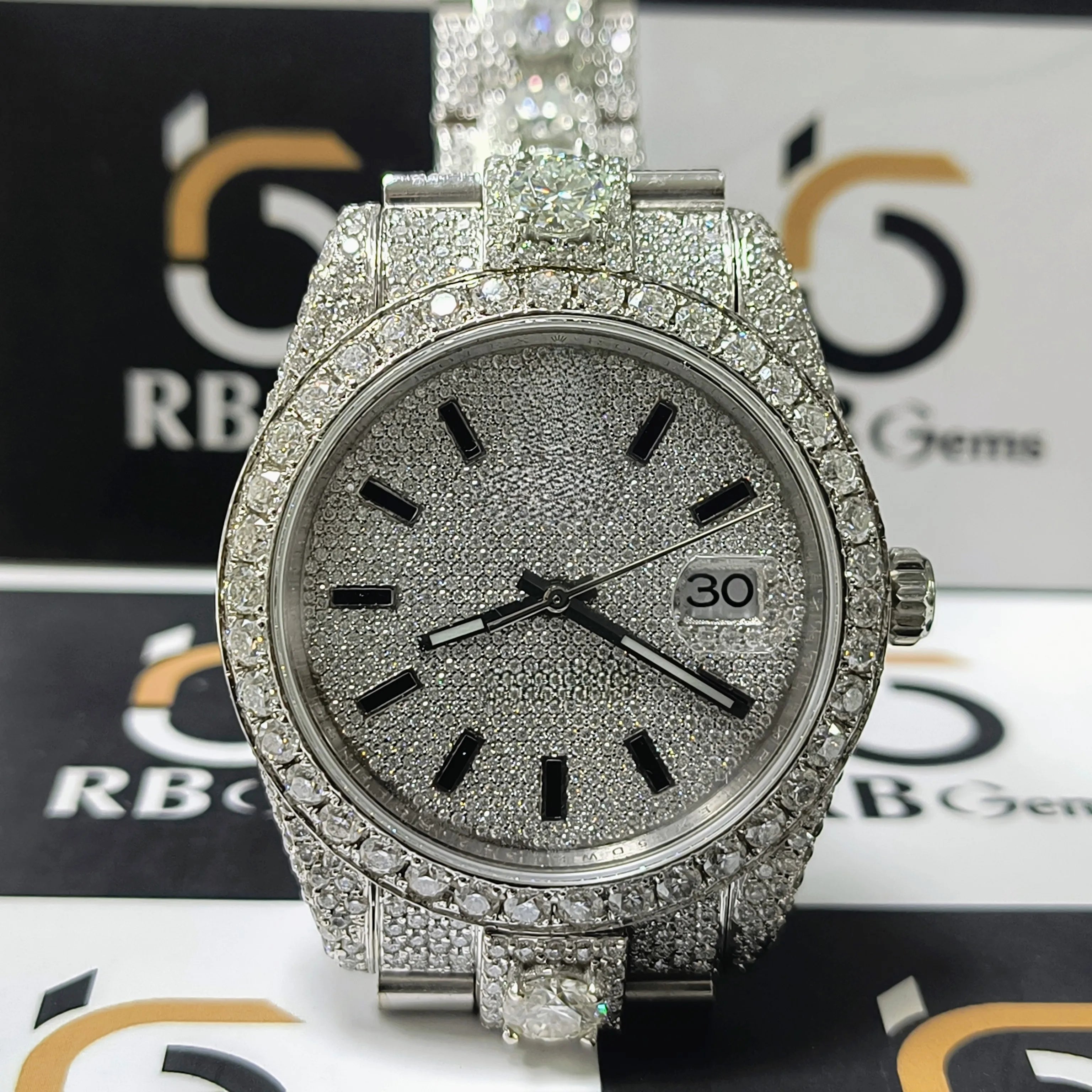 Glass Act — Moissanite Stainless Steel Mechanical Watch, See-Through Glass Dial, Luxury Wrist Statement | FireDrips