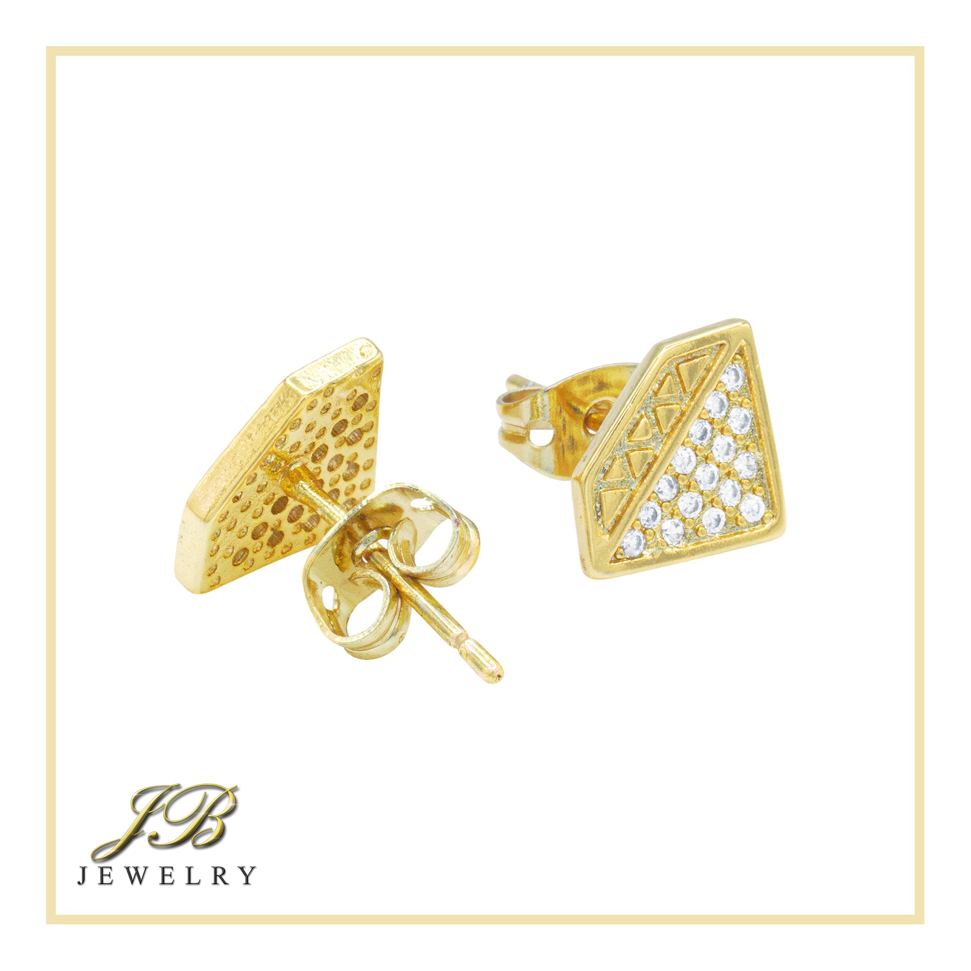 Diamond Cubic Zirconia Stud Earrings — 14K Gold Filled Hip-Hop Jewelry for Women