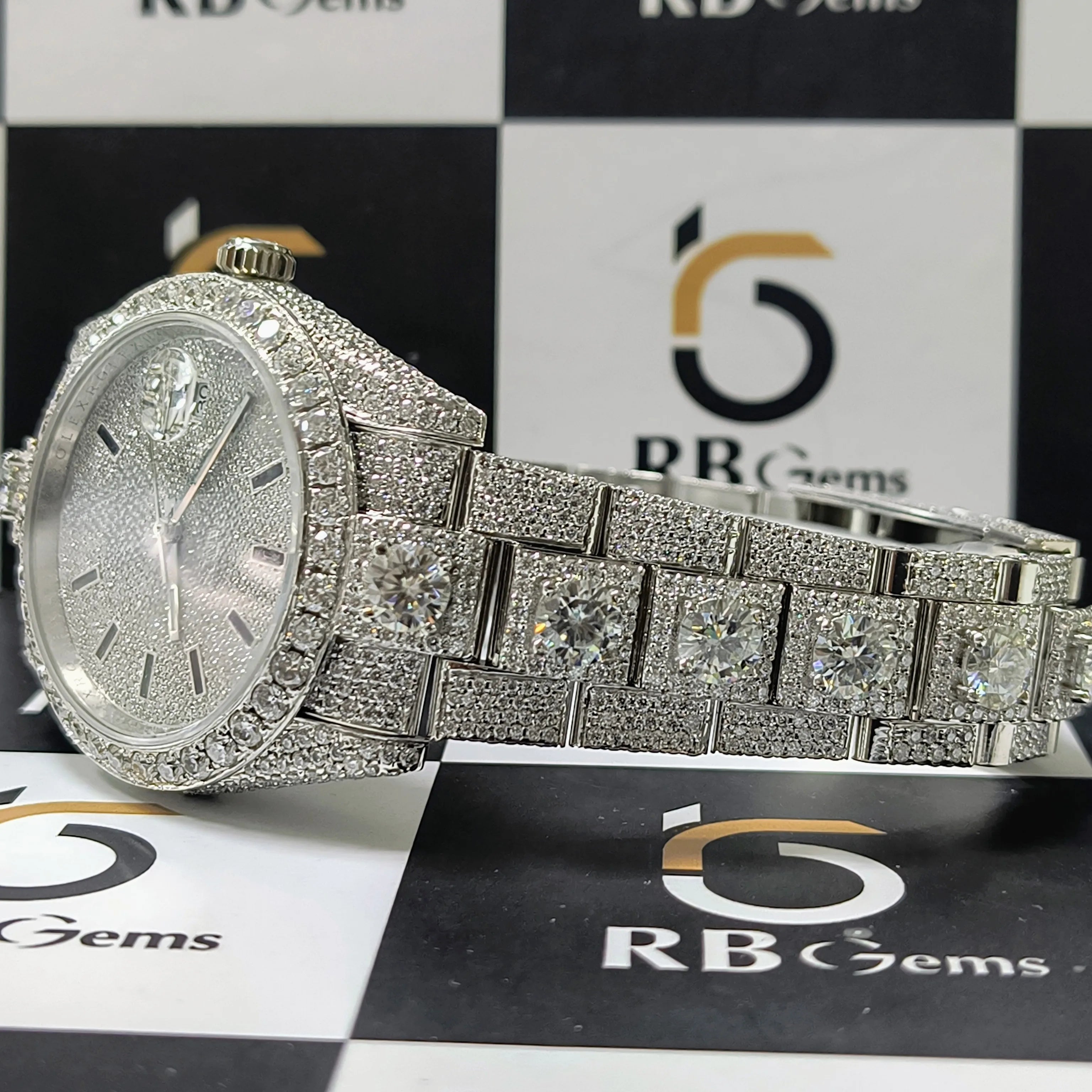 Glass Act — Moissanite Stainless Steel Mechanical Watch, See-Through Glass Dial, Luxury Wrist Statement | FireDrips