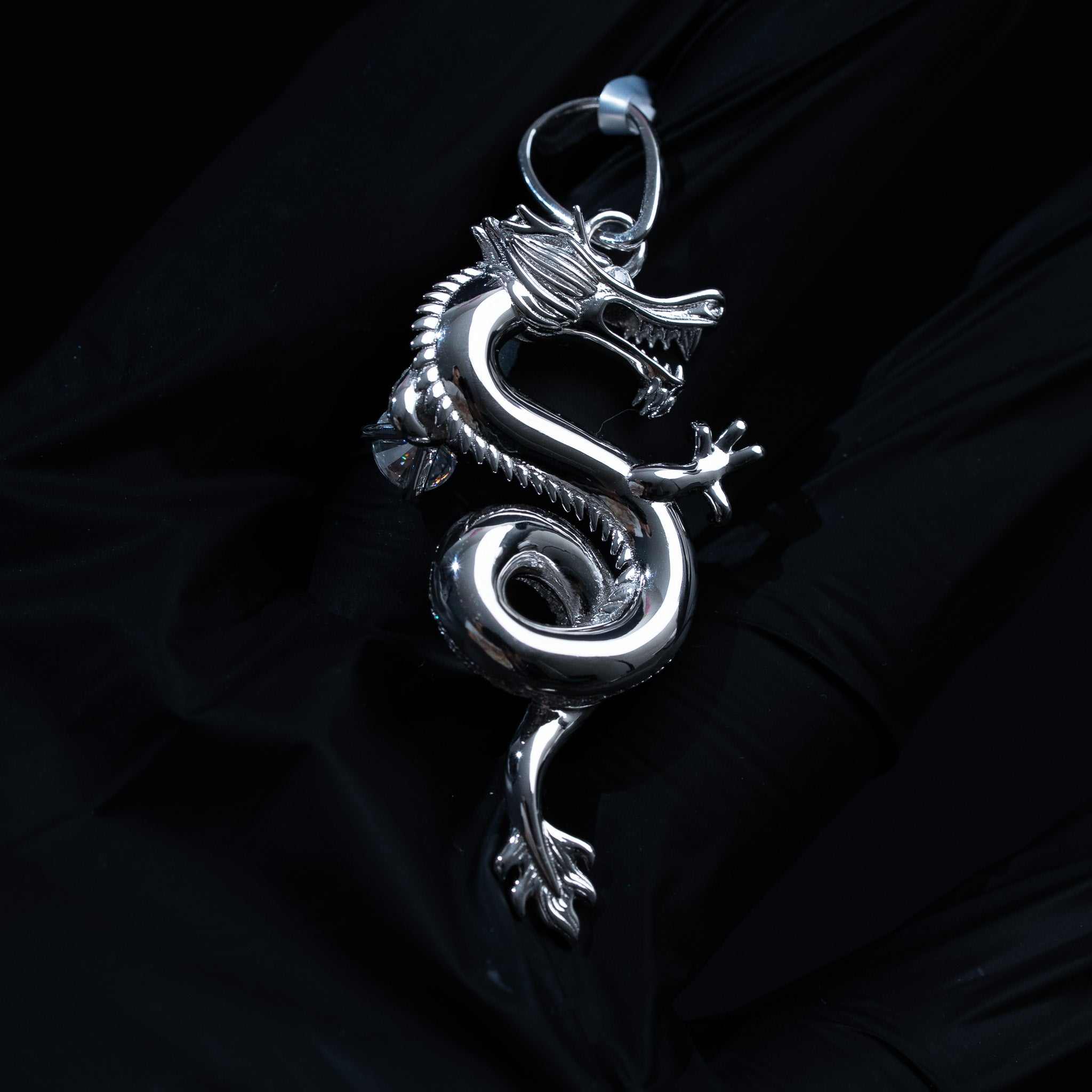 Moissanite Dragon Pendant in 925 Sterling Silver