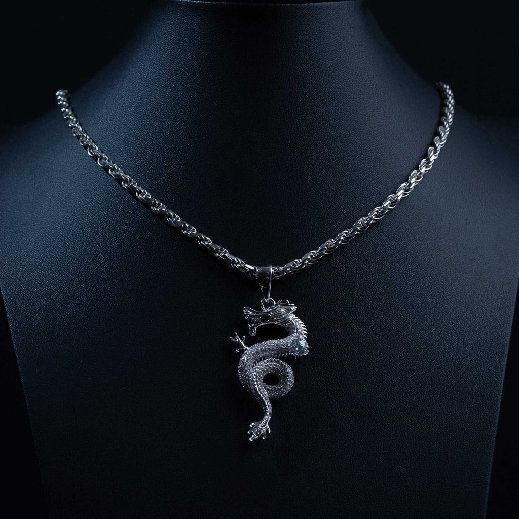 Moissanite Dragon Pendant in 925 Sterling Silver