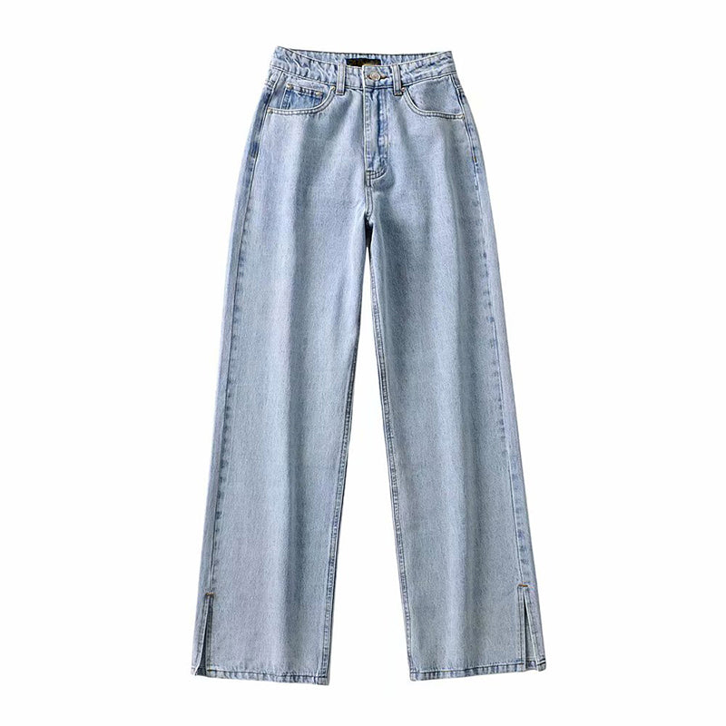 Slit Wide Leg Jeans – Women's Y2K Denim