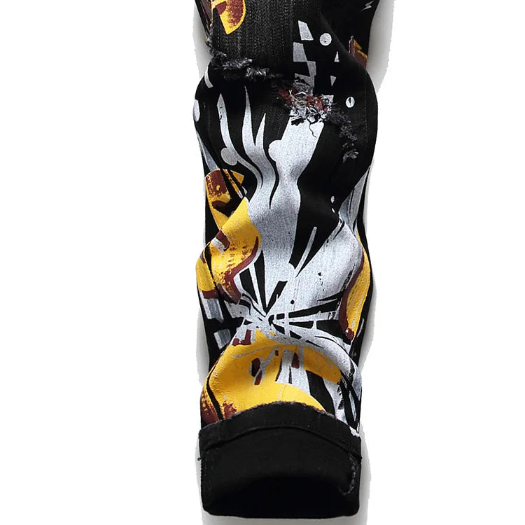 Dollar Sign Skinny Jeans – Men's Graphic Streetwear Denim