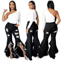 Women's Wide Leg Flare Jeans – Ripped Distressed Denim S–3XL