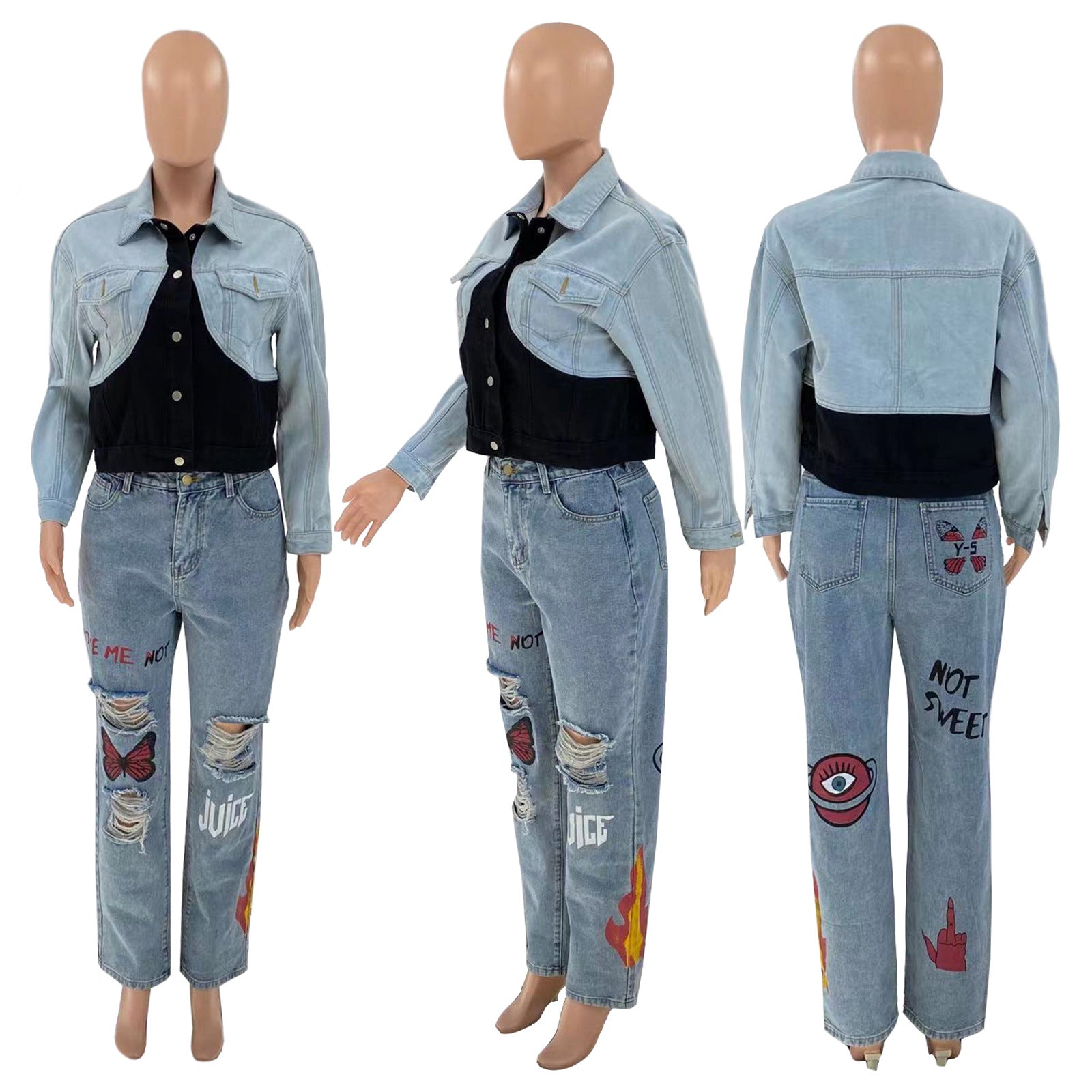 Ripped Street Denim Jeans – Women's Destroyed Streetwear Pants