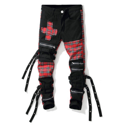Tapered Patchwork Zipper Jeans – Streetwear Denim