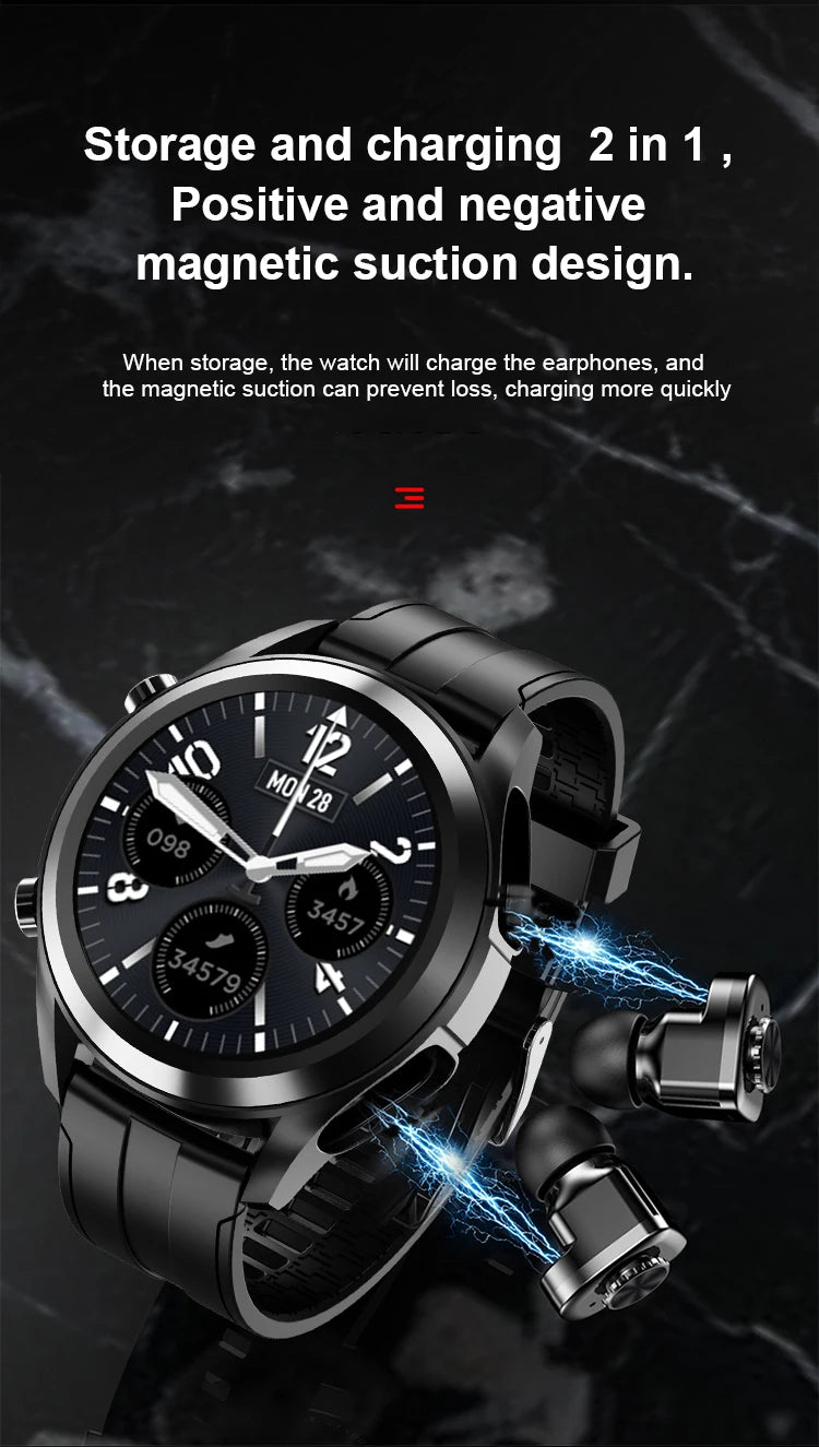 2-in-1 Smart Watch with Earbuds – Wireless Headset Smartwatch
