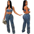 Women's Cargo Wide Leg Jeans – 6-Pocket Straight Denim Trousers S–2XL