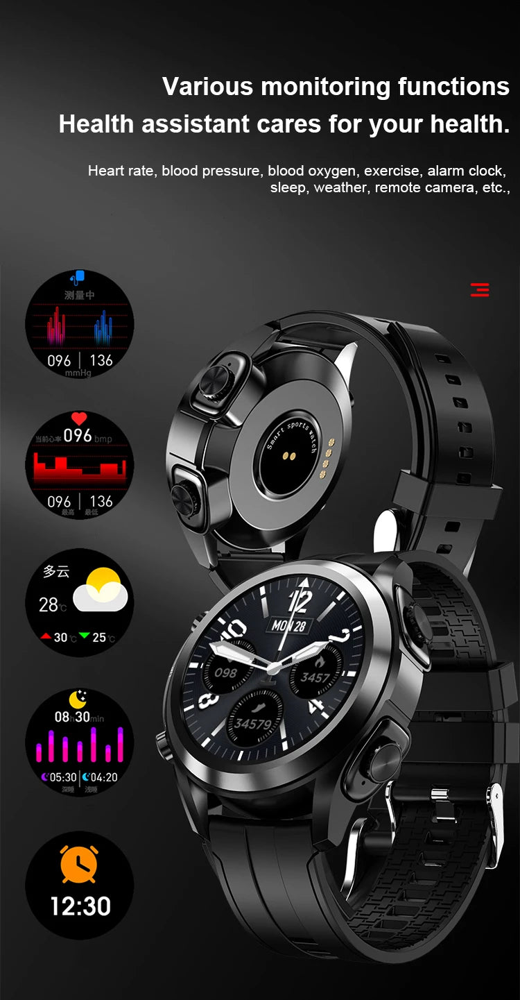 2-in-1 Smart Watch with Earbuds – Wireless Headset Smartwatch