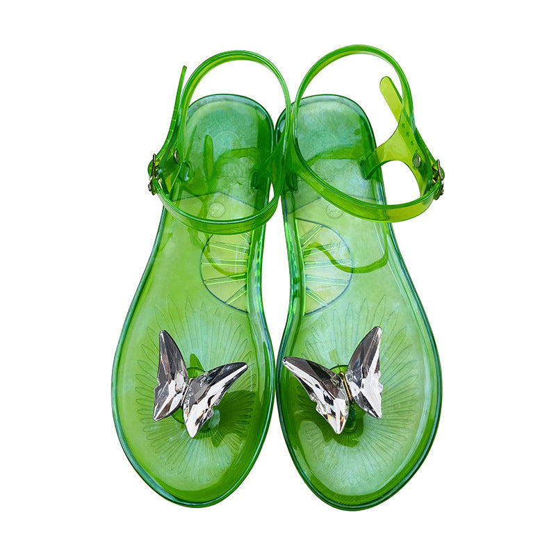 Butterfly Jelly Flat Sandals – PVC Beach Flip Flop Slippers