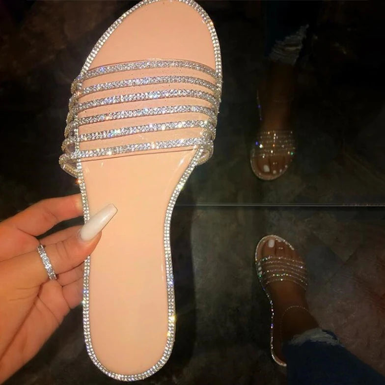 Diamond PVC Jelly Flat Sandals – Plastic Flip Flop Slippers
