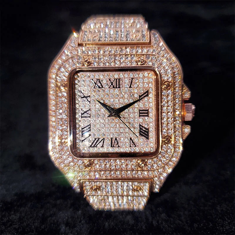 Square Up — Iced Out Hip Hop Square Dial Quartz Watch, Water-Resistant, 5 Colorways | FireDrips