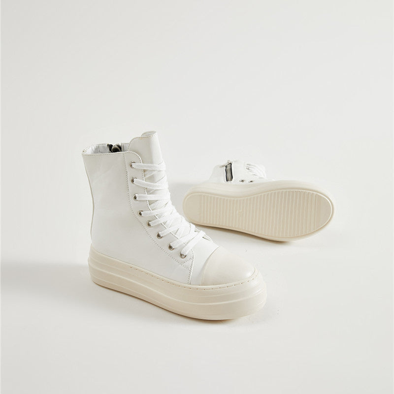 Lace-Up Chunky Sneakers – Multi-Material Street Style Trainers