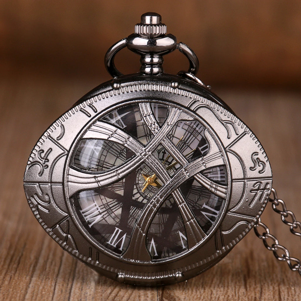 Vintage Bronze Eye Design Pocket Watch — Unisex Quartz Fob Watch with Chain & Necklace | FireDrips