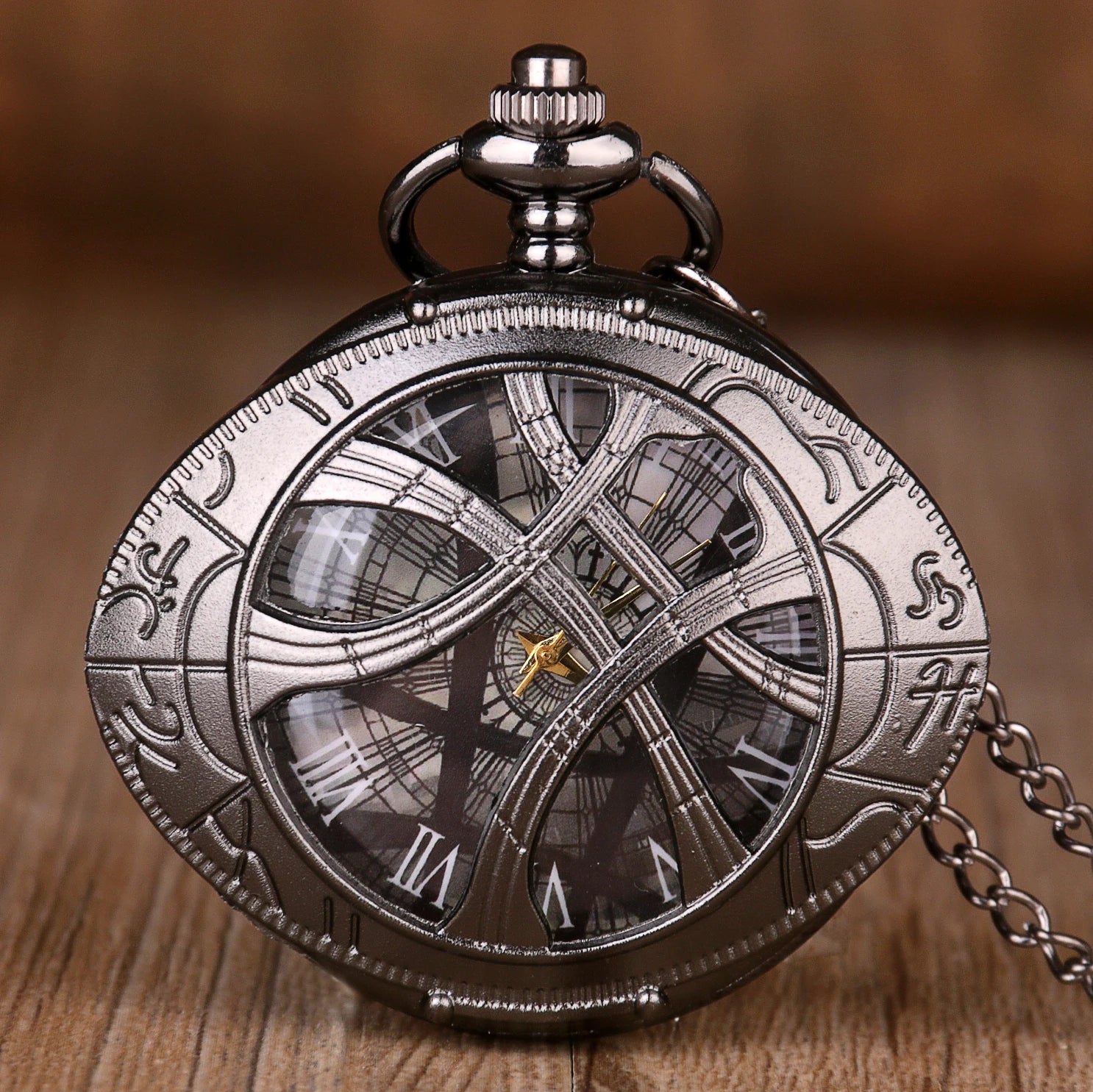 Vintage Bronze Eye Design Pocket Watch — Unisex Quartz Fob Watch with Chain & Necklace | FireDrips